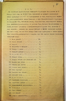 Акт описи имущества, находящегося в церкви (1922 г.). Из фондов ОГАЧО.